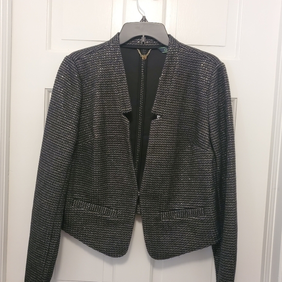 EC C. WONDER Crop Style Gold Metallic Blazer Size Medium, Classic - Picture 8 of 12